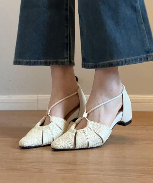 Casual Khaki Sandals Hollow Out Chunky Sandals