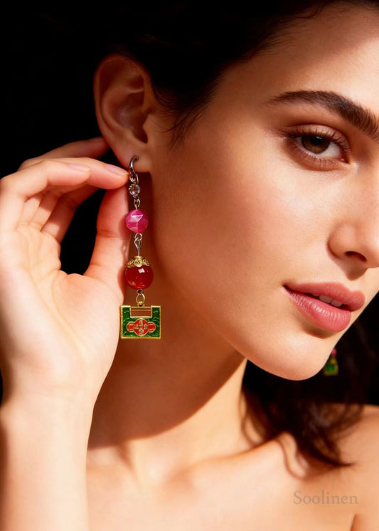 Chic Gold Lock Metal Long Tasseled Drop Earrings