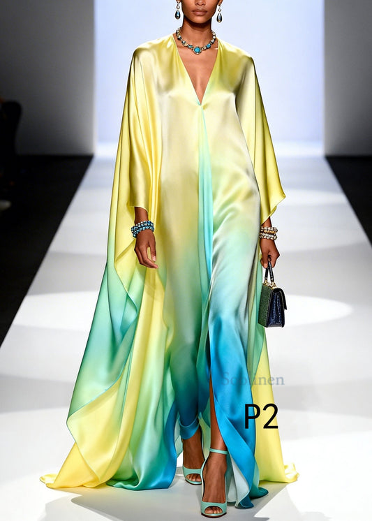 Classy Gradient Color Oversized Chiffon Holiday Dress Summer