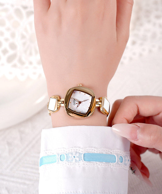 Cute Pink Alloy Asymmetrical Diamond Fritillary Bulb Waterproof Watches