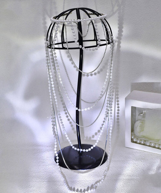 Cute Silk Pearl Zircon Chain HairPiece