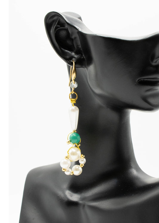 DIY Ring-shaped Pearl Original Design Drop Earrings