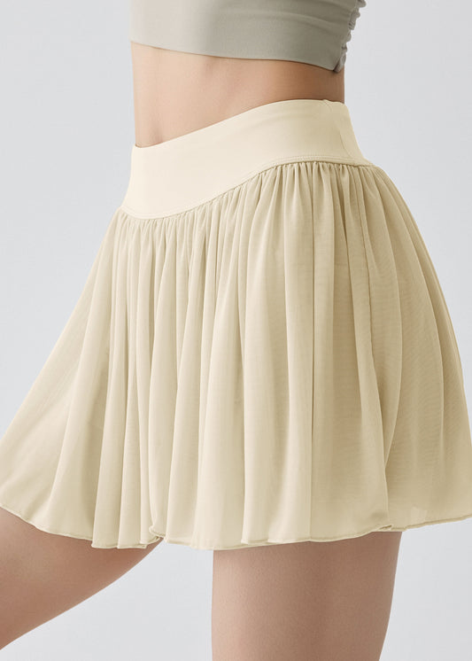 Dynamic Apricot High Waist Wrinkled Workout Gym Skirts