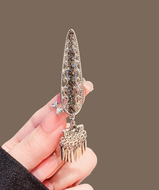Elegant Metal Alloy Zircon Hollow Out Tassel Hairpin