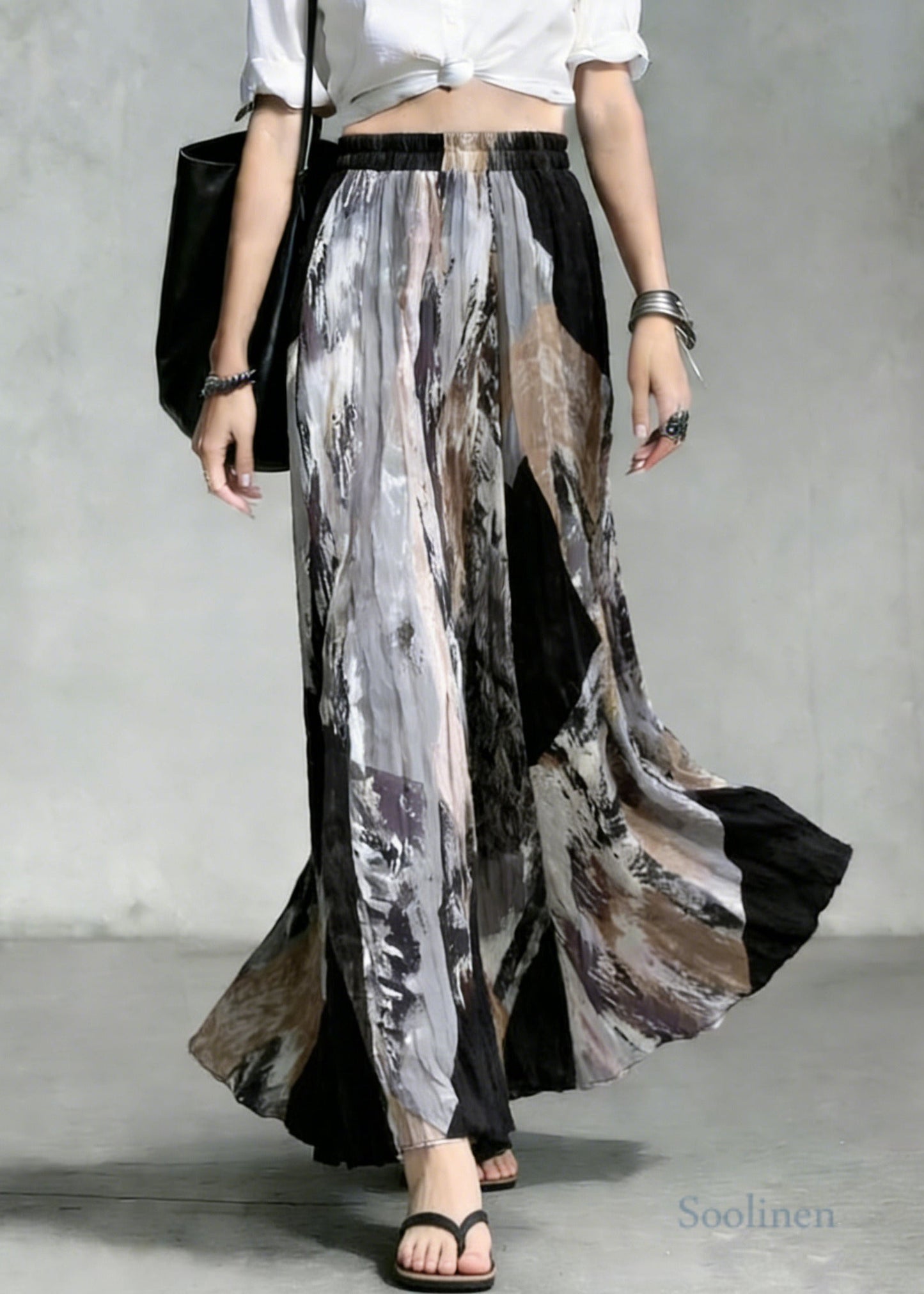 Fashion Black Oversized Exra Large Hem Cotton Skirt Spring