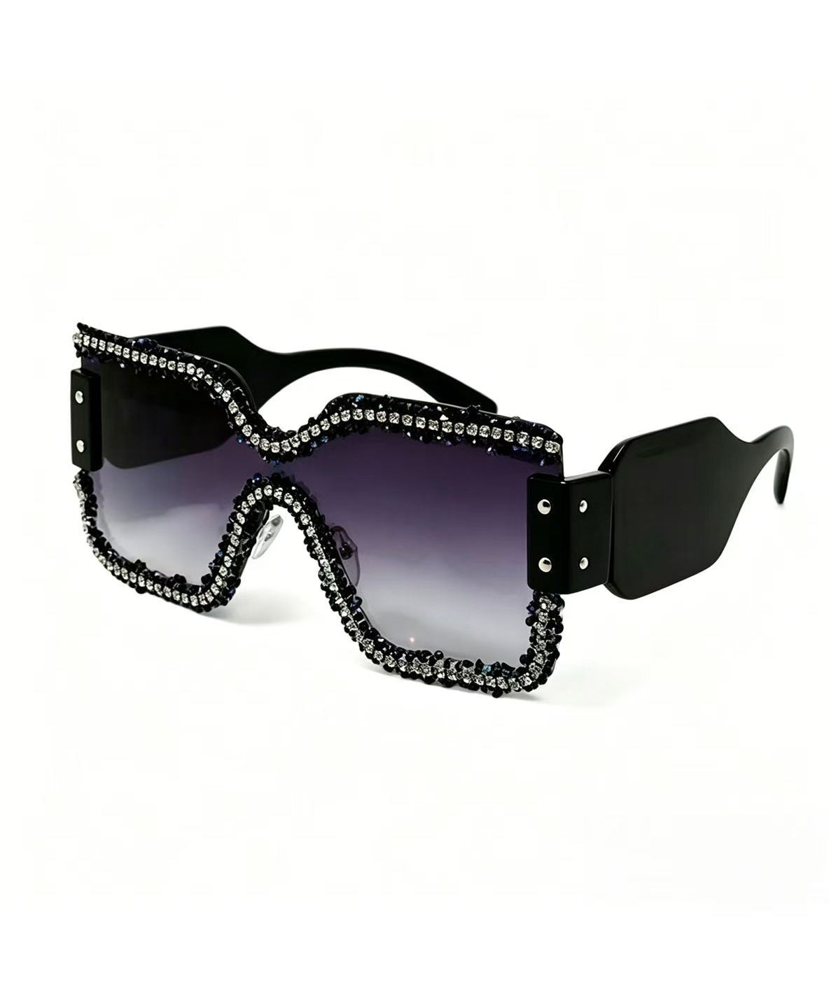 Fashion Luxurious Diamond Square Frameless One-Piece Sunglasses