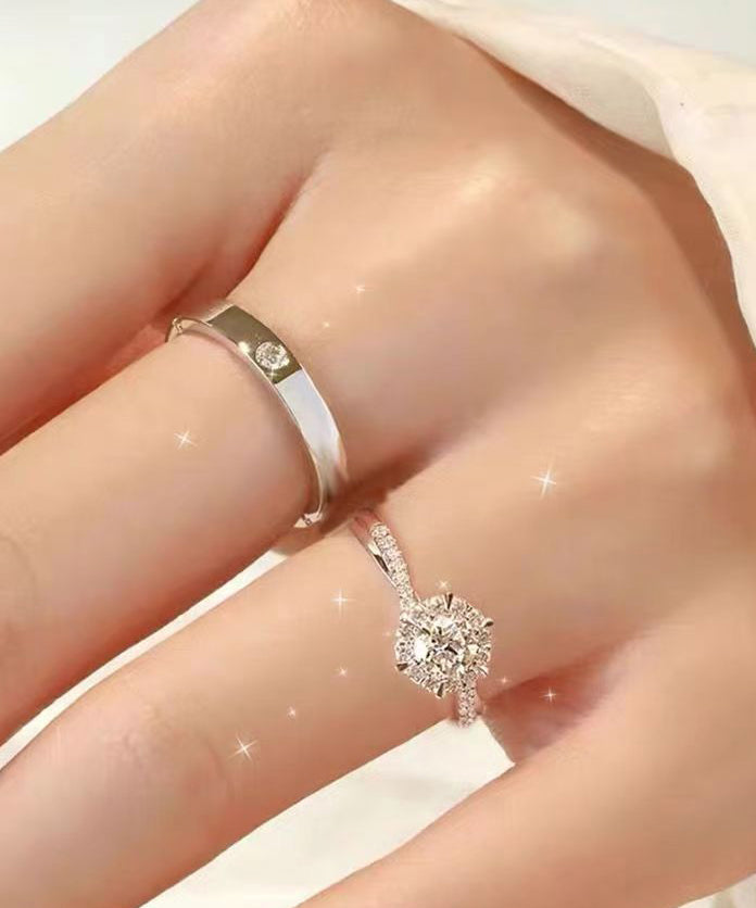 Fine Silk Zircon Adjustable Open Wedding Bands Rings