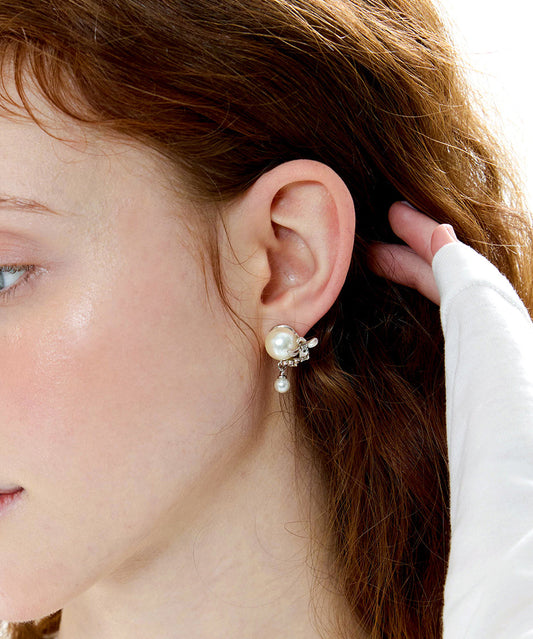 Floral Pearl Original Design Silver Stud Earrings