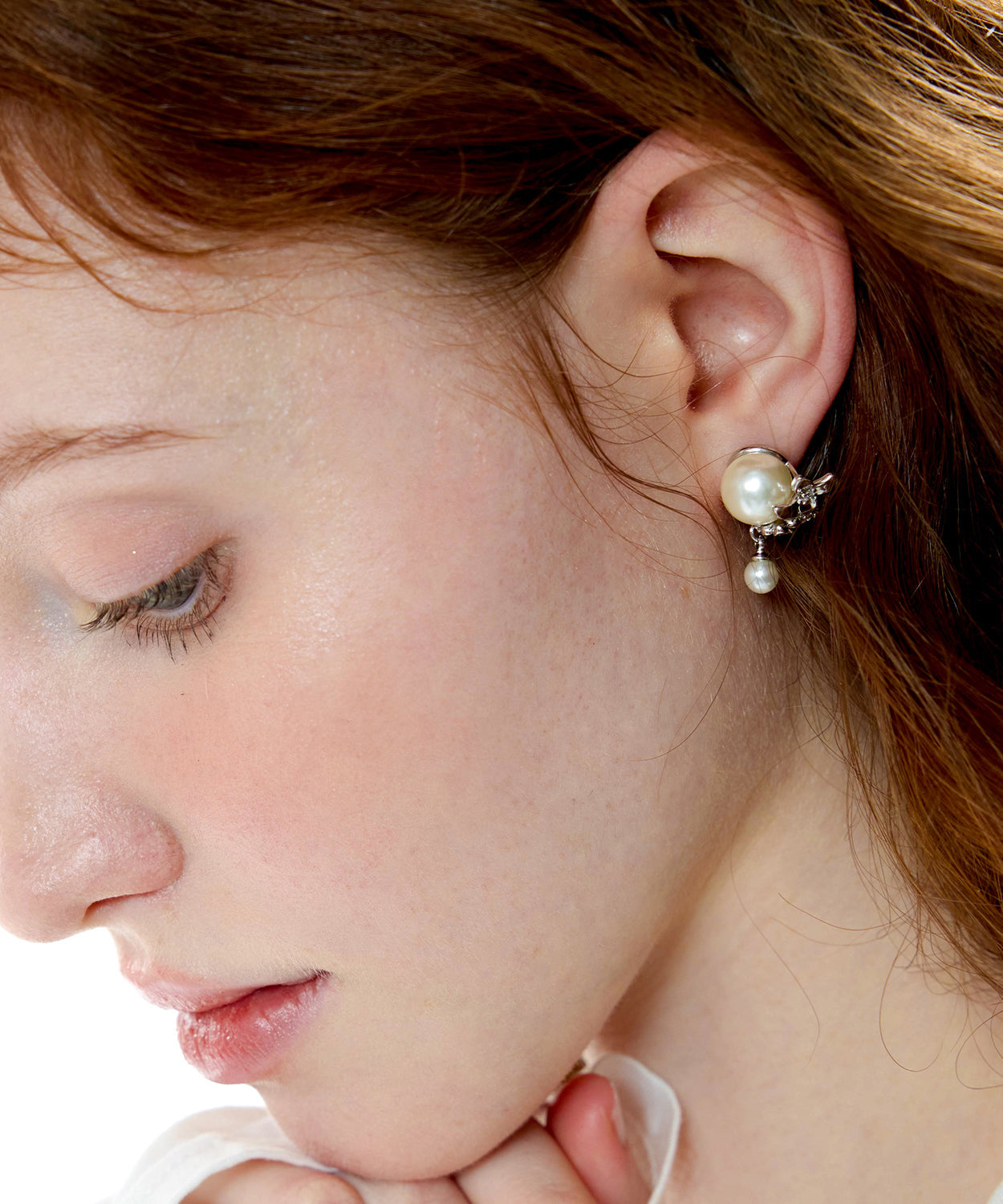 Floral Pearl Original Design Silver Stud Earrings