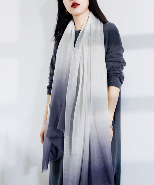 French Peacock Blue Gradient Cashmere Scarf