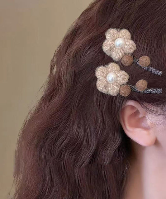 Handmade Resin Fuzzy Fur Fluffy Floral Hairpin