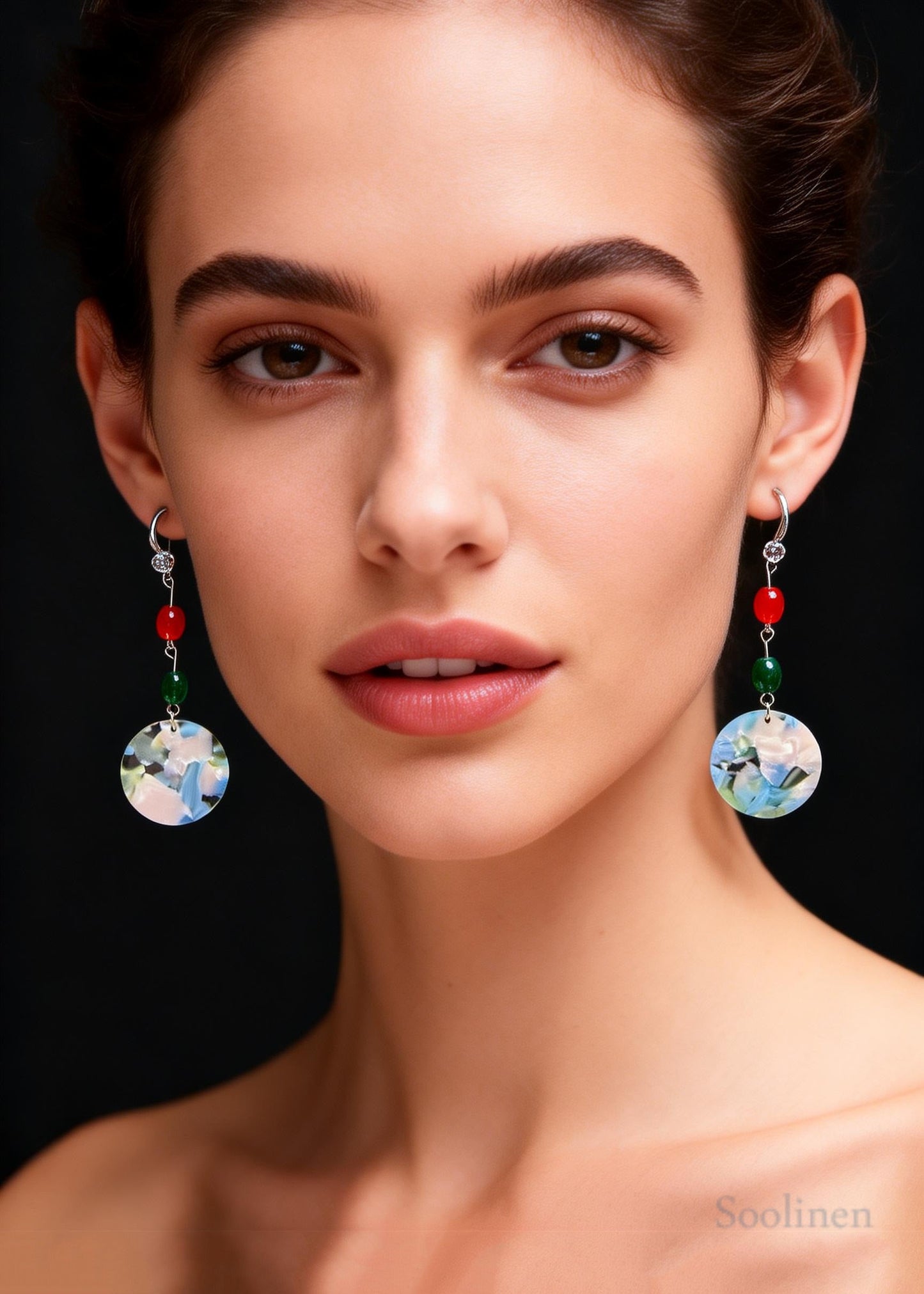 Handmade Turquoise Collocation Coral Acrylic Drop Earrings