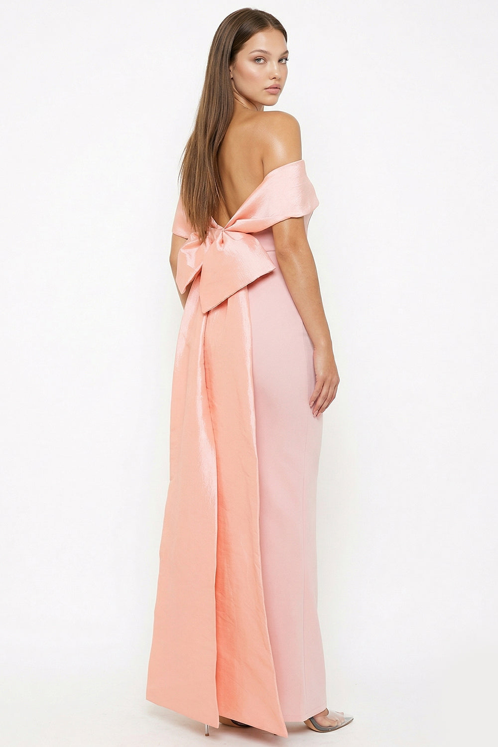 Symphony Dress - Contrast Fabric Off The Shoulder Maxi Dress