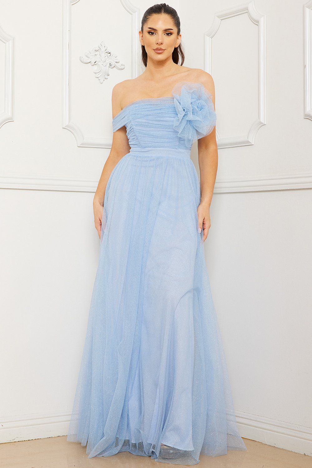 Symphony Dress - Glitter Mesh Tube Top Maxi Dress