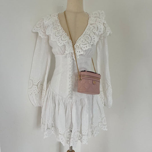 Gucci Vanity Light Pink Leather Guccisima Embossed Bag