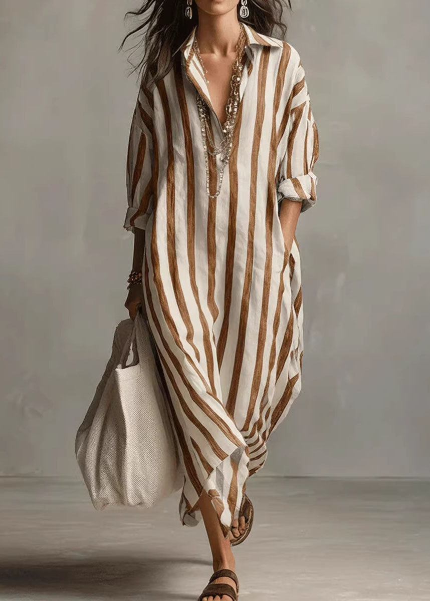 Loose Blue Striped Summer Dress Holiday Outfits