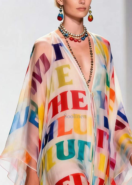 Multicolored Leopard Print Chiffon Dress Oversized Exra Large Hem Summer
