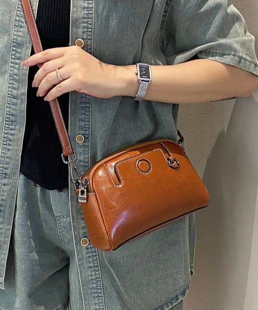 New Fashion Coffee Calf Leather Versatile Crossbody Bag
