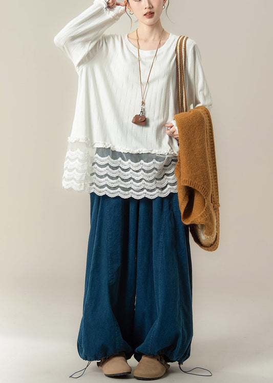 New Yellow V Neck Floral Knit Vest Cotton T Shirt And Corduroy Pants 3 Piece Set Spring