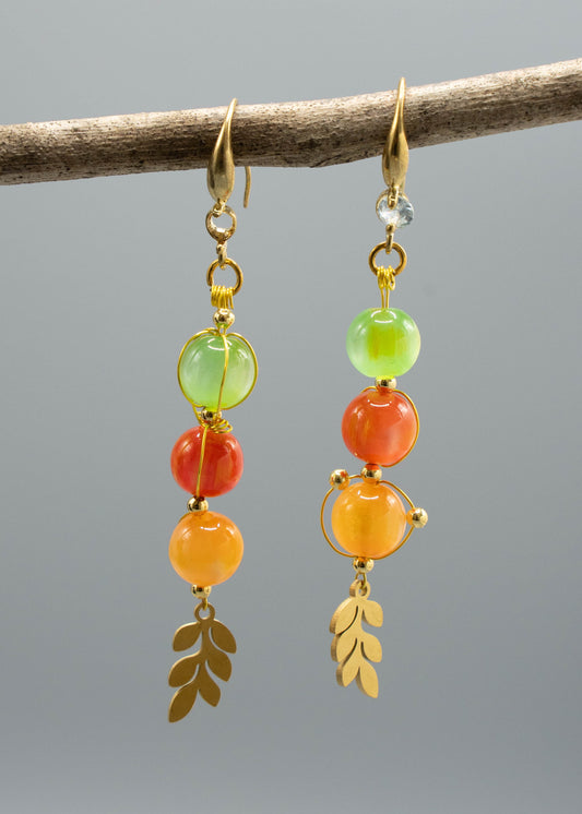 Original Design Rainbow Crystal Oriental Drop Earrings