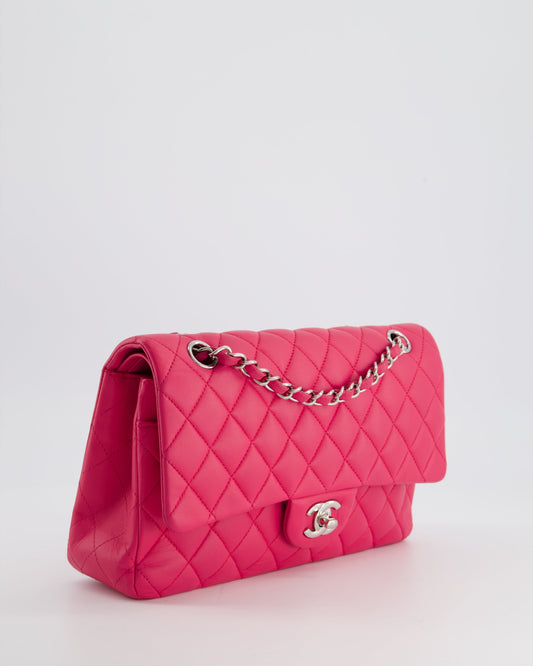 Chanel Hot Barbie Pink Medium Classic Double Flap Bag in Lambskin Leather with Silver Hardware