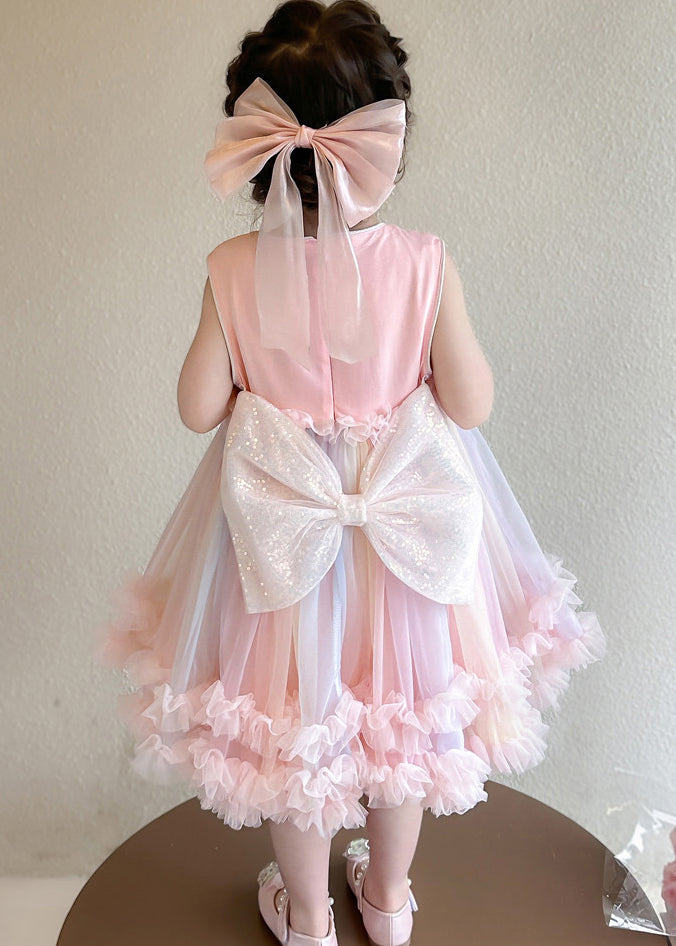 Rainbow Tulle Baby Girls Dresses Sequins Ruffled Summer