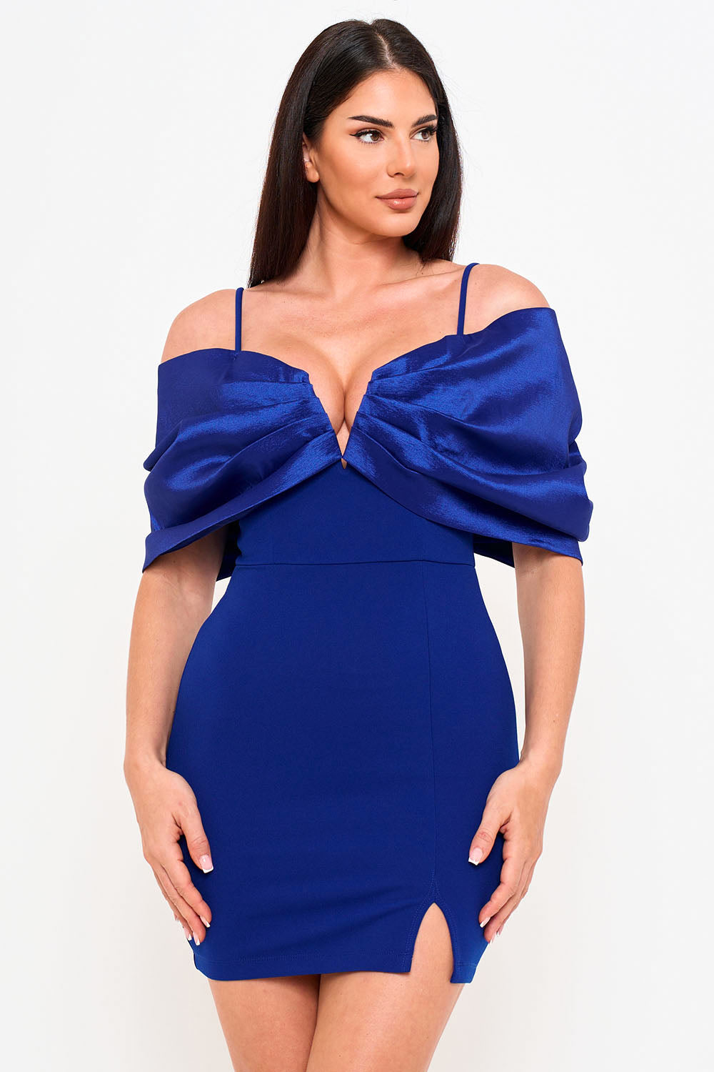 Symphony Dress - Oversized Satin Bow Off The Shoulder Mini Dress