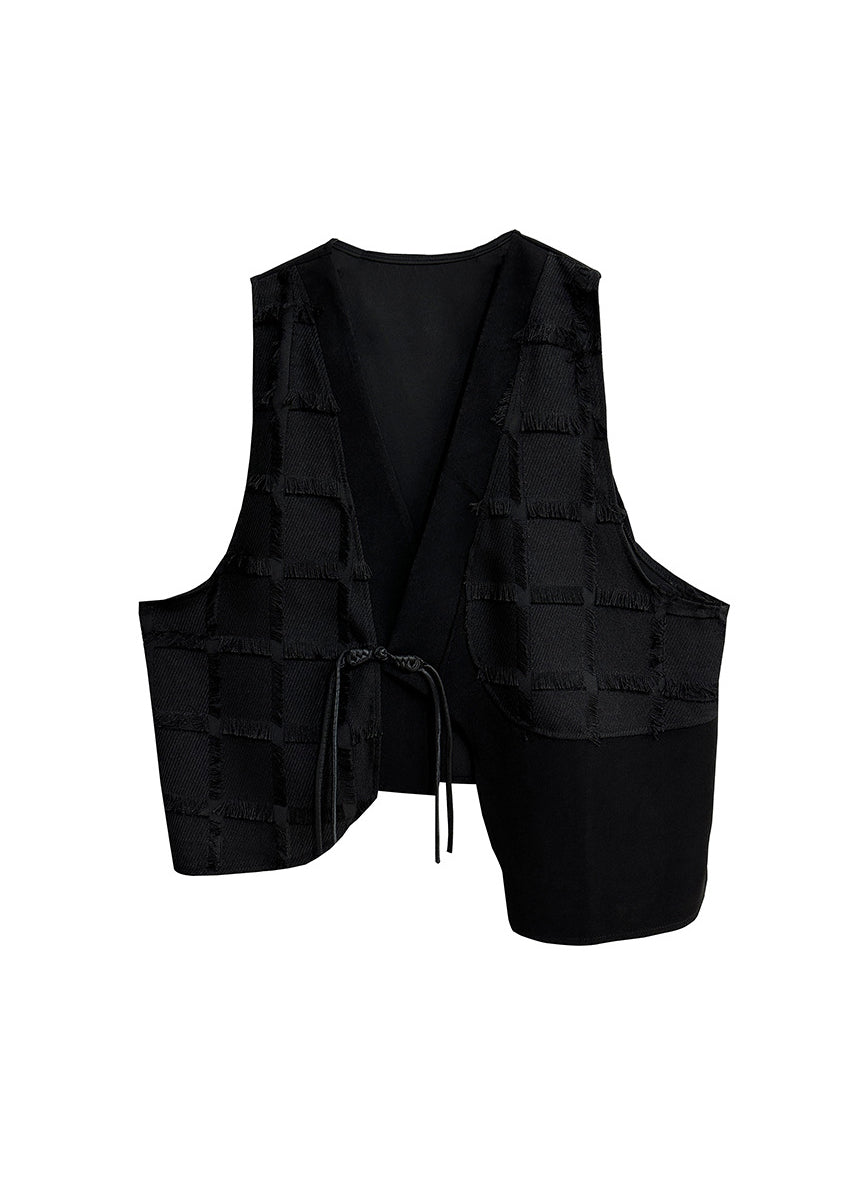 Street Style Tassel Buckle Asymmetrical Design Sleeveless Vest Summer