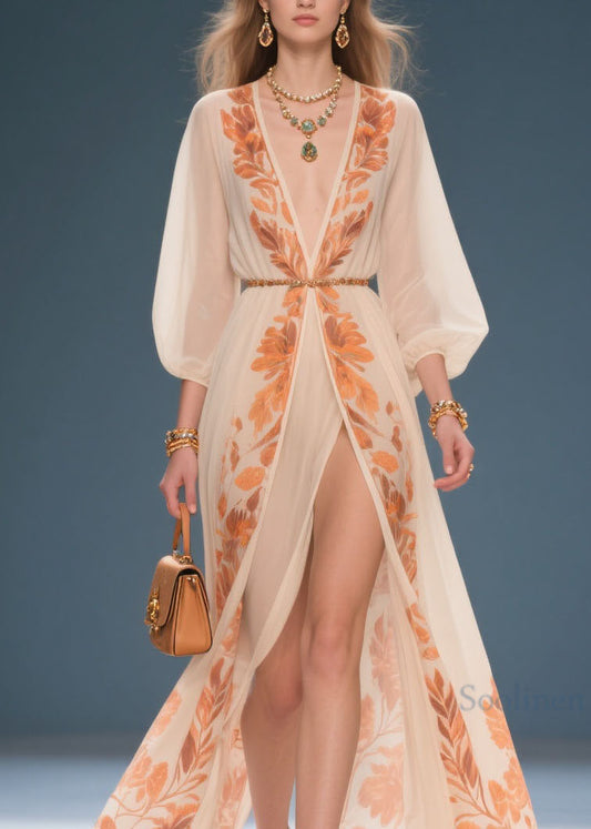 Style V Neck Print Chiffon Beach Sun Protection Cardigan Summer