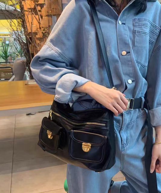 Unique Brown Versatile Calf Leather Message Bag
