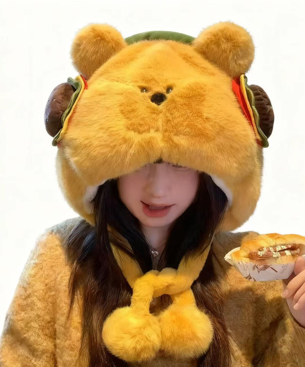 Winter Yellow Cute Thick Warm Fleece Fuzzy Fur Boonie Hat