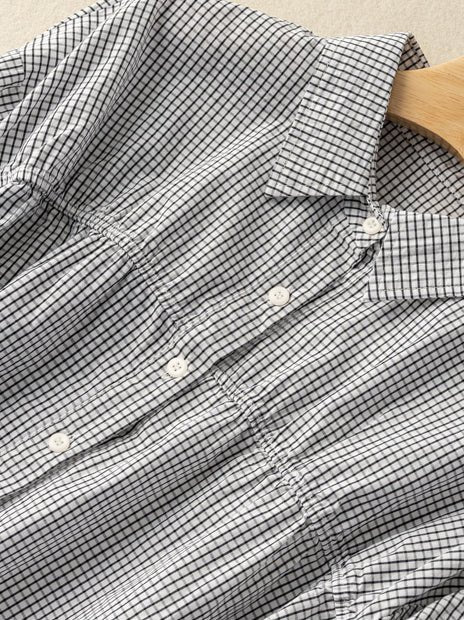 100% Natural Fabric Plaid Literary Retro Commuter Loose Shirt