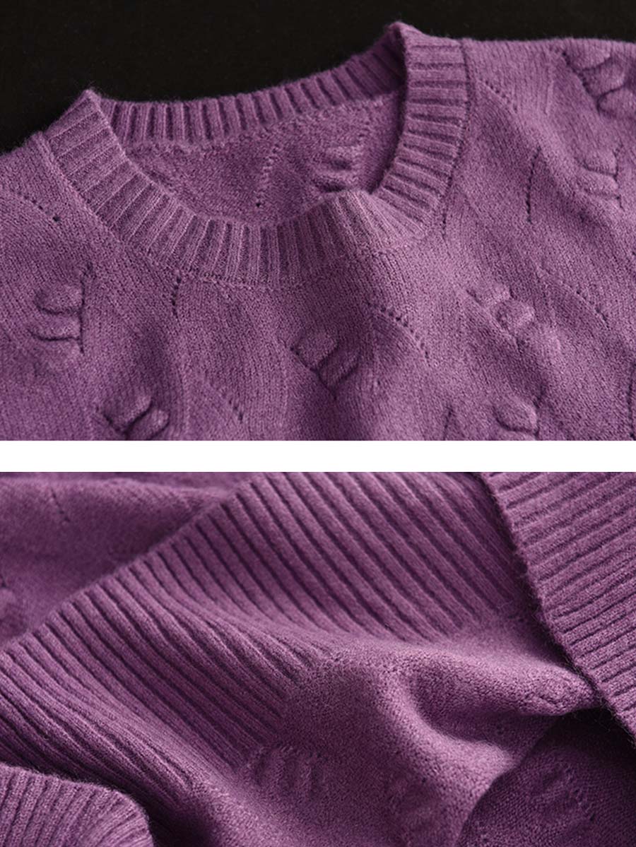 Women Winter Vintage Knitted Solid Warm Loose Sweater