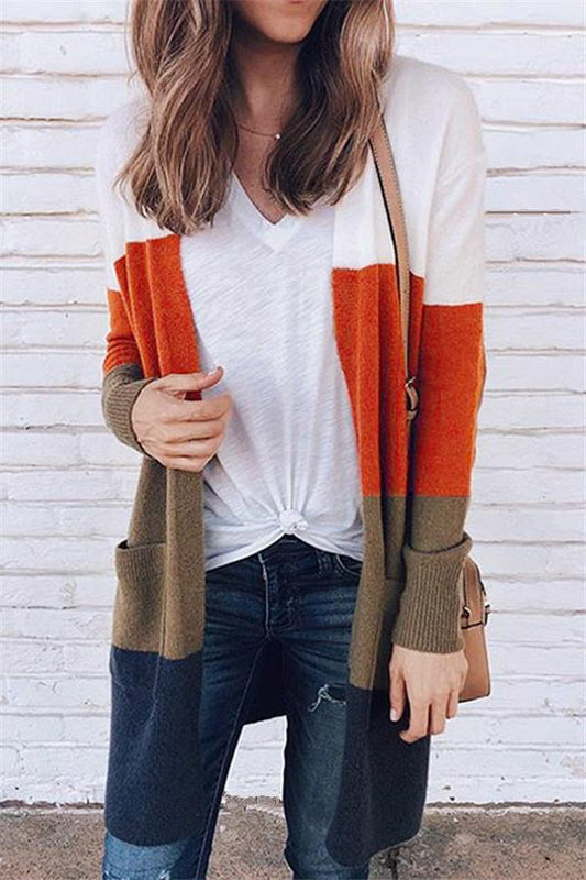 Casual Wild Striped Knitted Cardigan