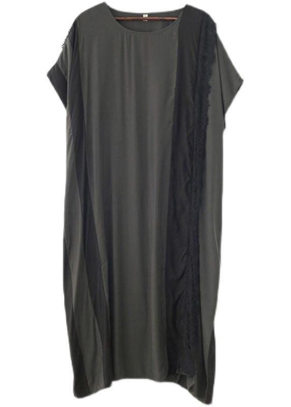 Chic Grey Patchwork Casual Summer Cotton Dress