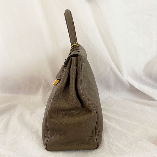 Hermès Kelly 35 Etain Togo Leather Handbag