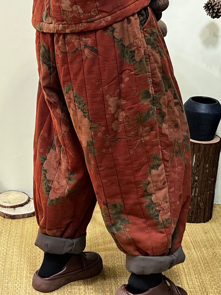 Autumn Vintage Floral Causal Harem Pants