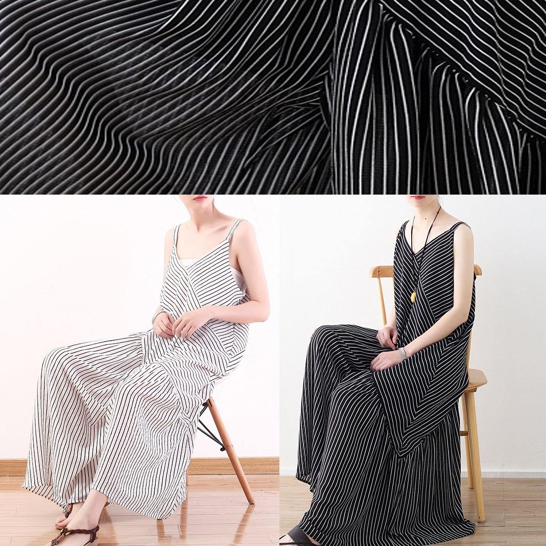 Italian Spaghetti Strap asymmetric chiffon clothes For Women white striped Dress Summer