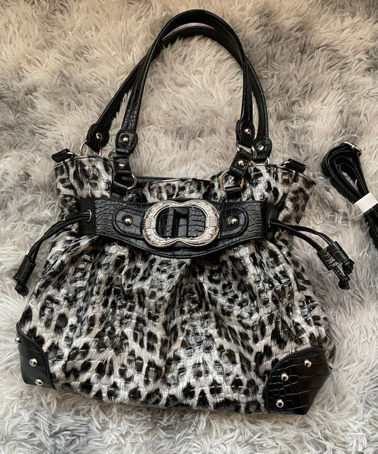 Stylish Purple Drawstring Faux Leather Pouch Bag