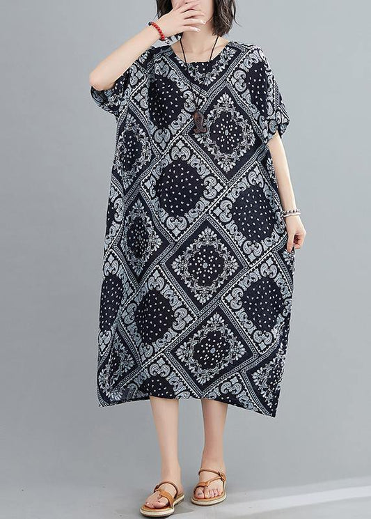 Classy navy prints cotton linen Soft Surroundings o neck Traveling summer