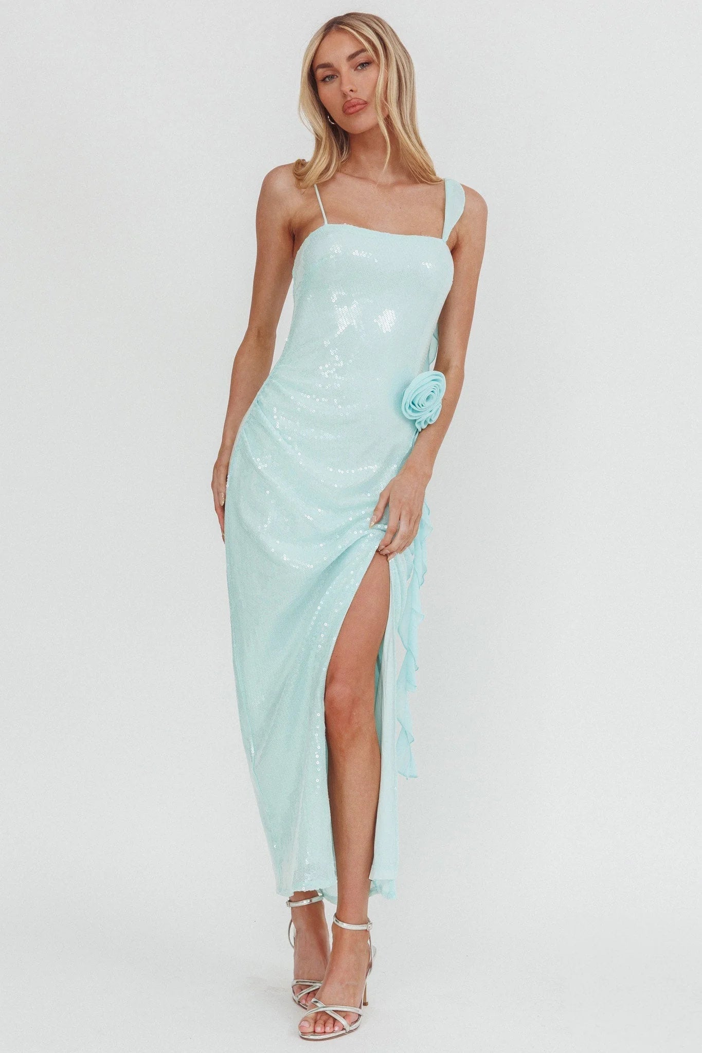 She Glows Cami Strap Sequin Maxi Dress Mint