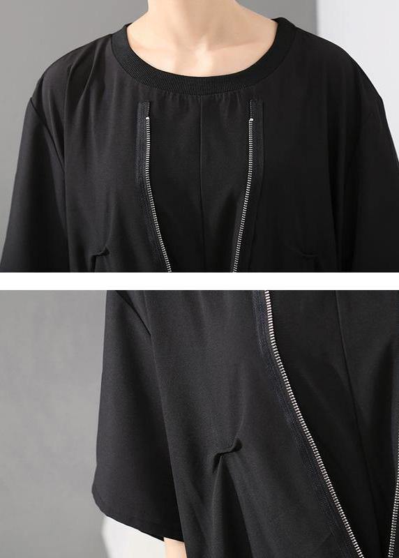 Italian plus size Irregular Cut Loose Round Neck Fashion Dress