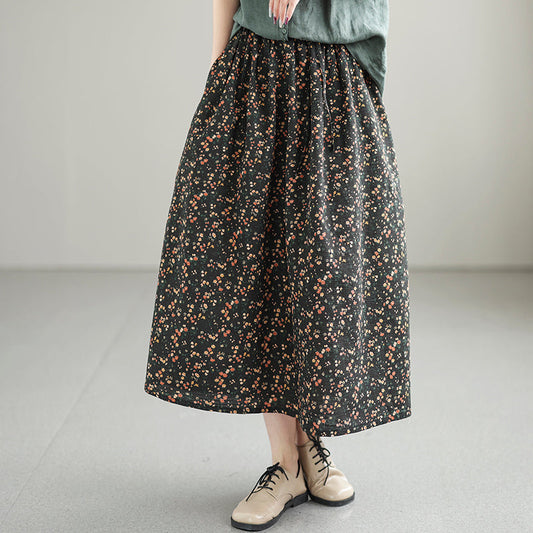 Cozy Vintage Casual Loose A-Linen Cotton Linen Skirt