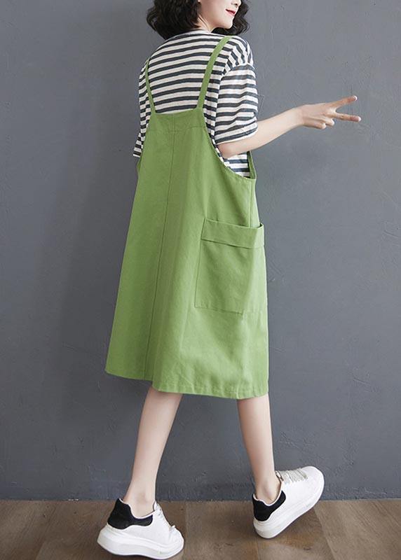 Two piece 2024 summer new strap skirt + striped T-shirt