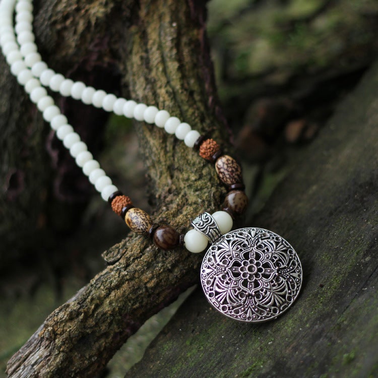 Retro Ethnic Style Handmade White Bodhi Necklace