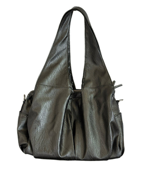 Handmade Black Large Capacity Faux Leather Shoulder Bags