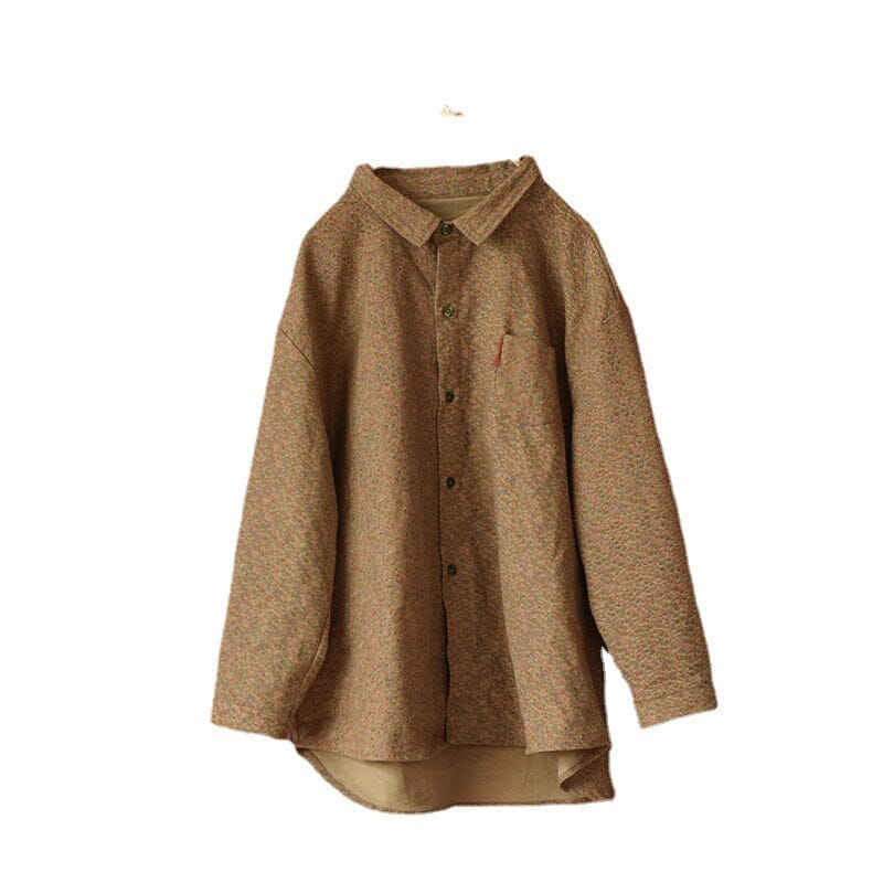 Women Retro Floral Cotton Autumn Casual Blouse