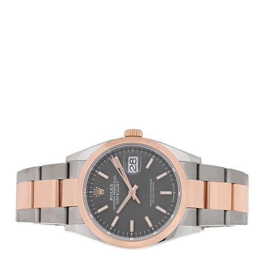 Stainless Steel 18K Everose Gold 36mm Oyster Perpetual Datejust Watch Slate 126201