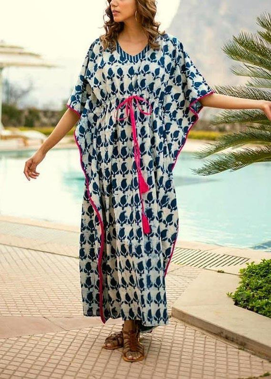 Summer Blue and White Wave Beach Gown