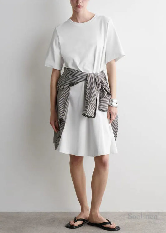 Simple White Oversized Cotton Day Dresses Summer